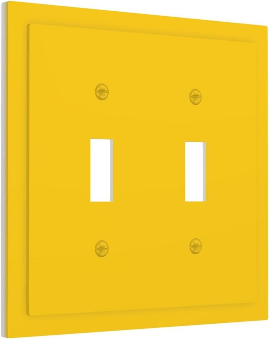Light Switch Cover Plate Yellow 2 Gang Double Toggle Light Switch Plate Decorative Wallplates Outlet Plates Cover Electrical Switchplate for Bathroom Home Decor