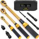 1/4 3/8 1/2-inch Drive Click Torque Wrench, 8Pcs Torque Wrench Set 10-230in.lb, 5-50ft.lb, 10-180ft.lb with Adapters, ±3% Accuracy, 72-Tooth Dual Scale Torque Wrenches for Bike, Moto, Car Repair