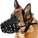 CollarDirect Dog Muzzle German Shepherd Dalmatian Doberman Setter Leather Basket Medium Large Breeds (Black, Large) 