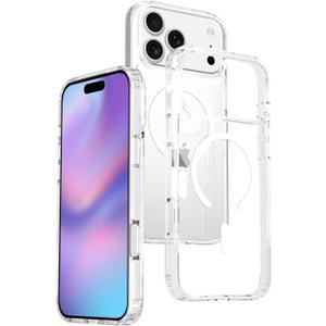 Magnetic Clear Case for iPhone 17 Pro Max, Shockproof Full-Body TPU+PC Hybrid Cover, Anti-Scratch Anti-Drop Transparent Protective Phone Case for iPhone 17 Pro Max