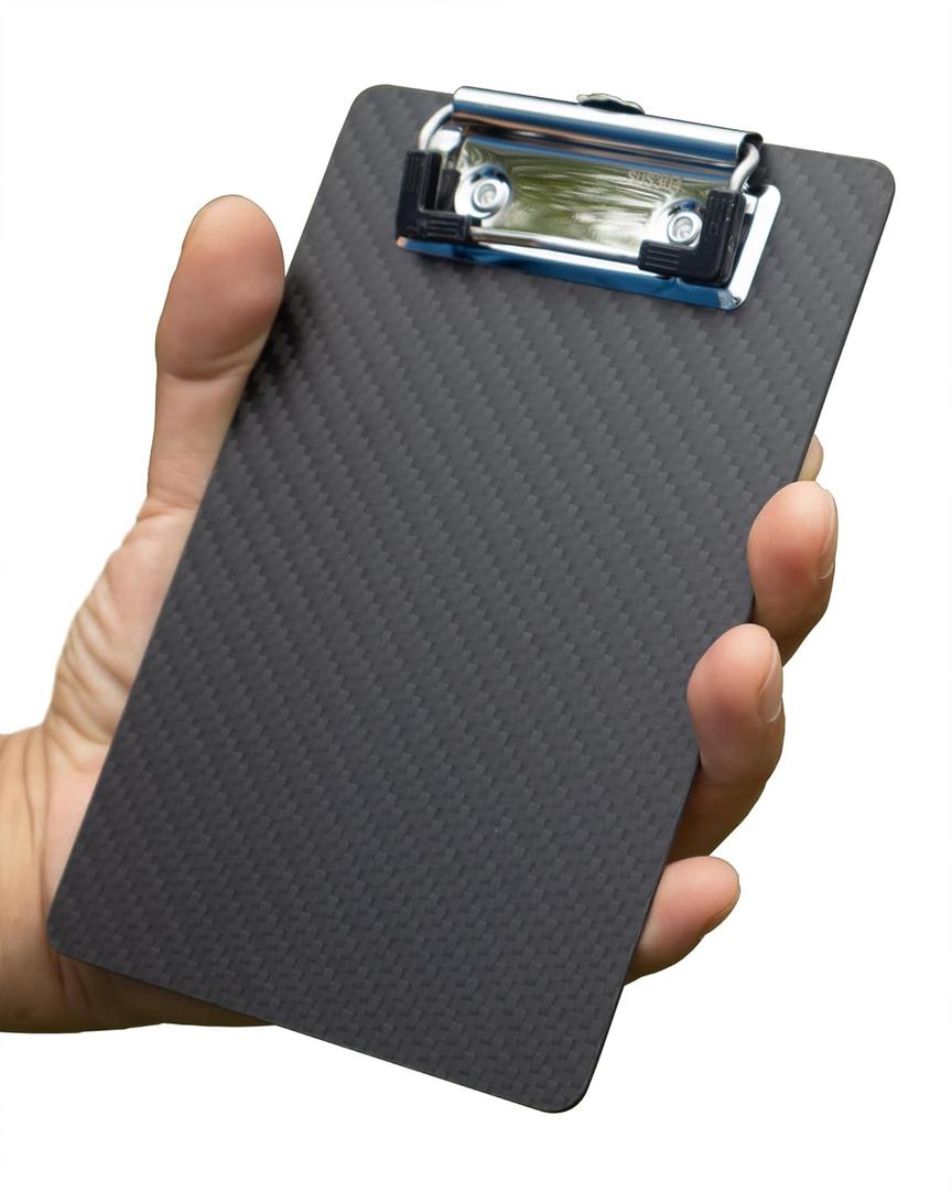 Carbon Fiber Mini Clipboard 4x6,Small Clip Boards A6 Memo Size with 304 Stainless Steel Clip,Portable Pocket Clipboards for Home,Restaurants,Supermarket,Offices,Schools,Factory