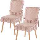 Irenare 2 Sets 17.7'' Gingham Ruffle Chair Cushions Cover and Back Cover