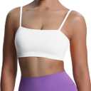 Aoxjox Women's Workout Bandeau Bras Training Fitness Running Yoga Crop Tank (White, L)