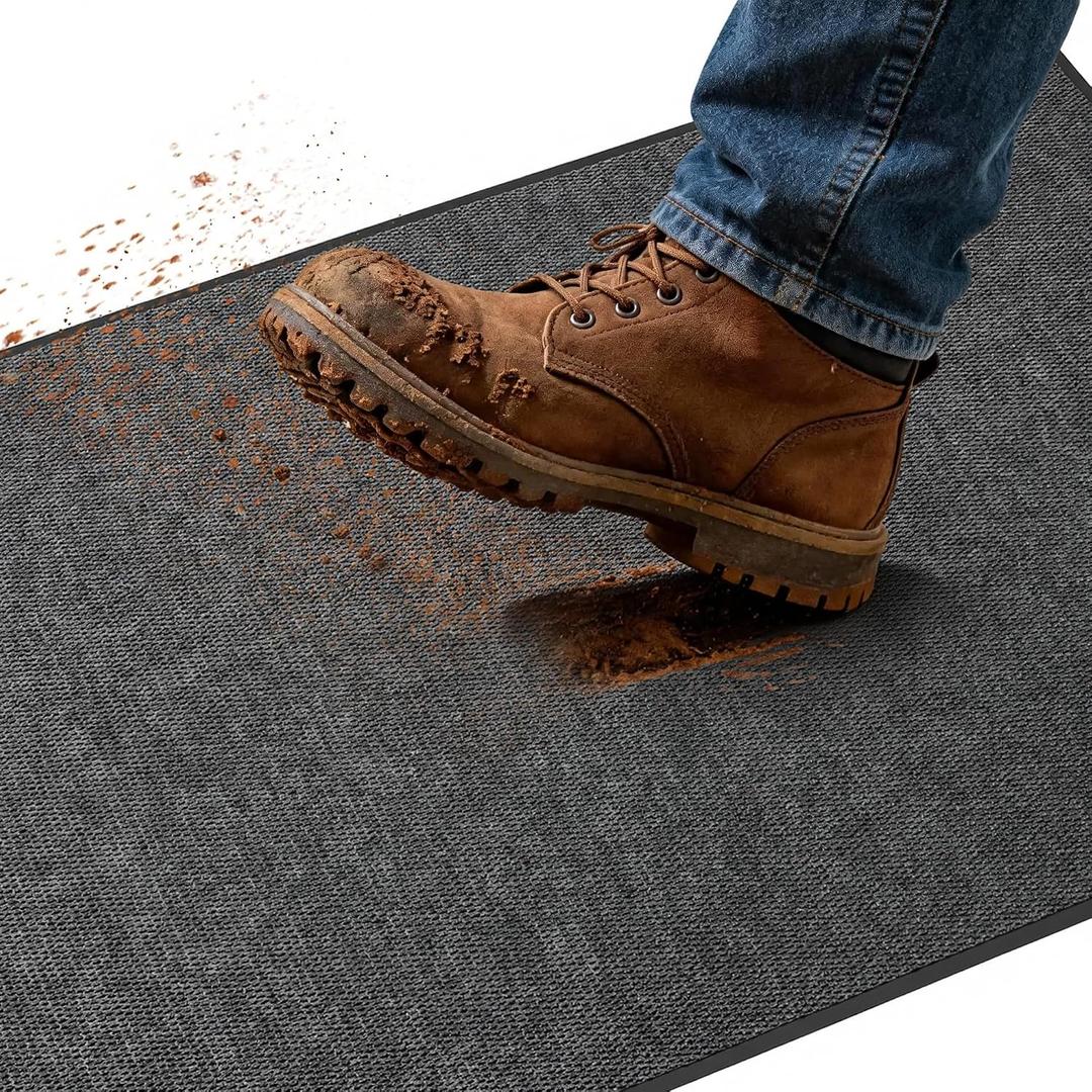 Large Rubber Door Mat 4x6 FT, Heavy Duty Non Slip Entrance Mat, Dark Gray