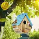 Bird House, Auslar Wooden Bird Houses for Outside, Birdhouse for Outdoors, Hanging Bluebird House for Cardinals Finch Wren Swallow for Garden Viewing