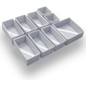 Dresser Drawer Organizers for Clothing, 9p Set (1L, 6M, 2S), Foldable Fabric Storage Bins, Clothes Drawer Dividers for Bedroom, Dorm, Nursery
