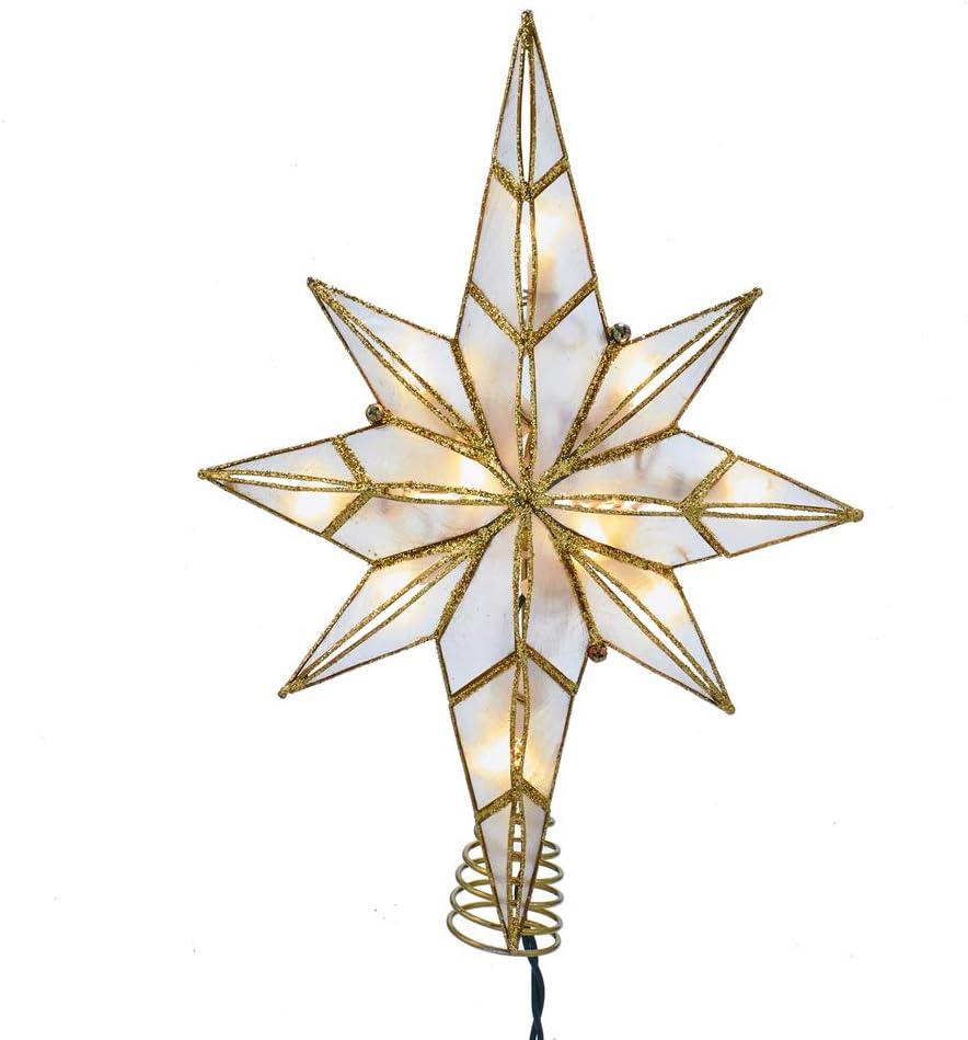Kurt Adler 10-Light 11.4-Inch Capiz Bethlehem Star Treetop