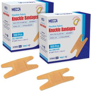 Flexible Fabric Bandages - Flex Fabric Adhesive Bandages Knuckle Bandages for Finger Care and to Protect Wounds from Infection - (200 Count) 3x1.5