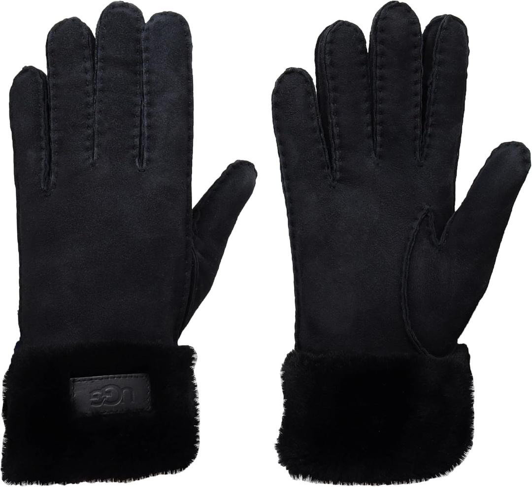 UGG womens Turn Cuff Water Resistant Sheepskin Gloves (Large, Black)