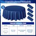 Buryeah 12 Pcs 84 Inch Navy Blue Round Plastic Disposable Table Cloth Waterproof Tablecloth Circle Table Covers for Graduation Bridal Wedding Birthday Party Gender Reveal Baby Shower