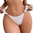 abandi Women's Satin Lace Thong Panties Silkly G-String Thongs Sexy Lace Underwear Shiny Tanga Briefs, Size Small