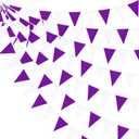 32Ft Purple and White Pennant Banner Fabric Triangle Flag Cotton Cloth Bunting Garland Kit for Wedding Birthday Lavender Party Home Nursery Outdoor Garden Hanging Festivals Decoration