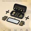 SONGMICS HOME Travel Jewelry Case, Travel Jewelry Box Organizer with Mirror, 4.1 x 8 x 2.4 Inches, Stitching, Portable, Gift Idea, Ink Black UJBC180B01