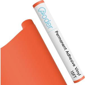 Aoder Orange Permanent Vinyl - Matte Orange Adhesive Vinyl Roll with PET Backing Compatible with All Cutting Machine, 12" x 15FT for Mug, Car, Decor Sticker, Craft, Scrapbooking, Signs