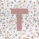 Rusenbao Custom Floral Mouse Pad, Cute Small Pink Flower Personalized Mouse Pad for Women, Customizable Initial Non-Slip Rubber Base MousePads for Desk Wireless Mouse, Laptop, 9.5x7.9 Inch(Letter T)