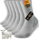 Merino Wool Hiking Crew Socks, Thick Thermal Warm Winter Cushioned Sock For Men & Women, Moisture-Wicking 3 Pairs (Large, Black-2)