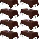 8 Pack Brown Tablecloth 60x126 Inch Rectangle Table Cloth for 8 Foot Rectangle Tables, Wrinkle Resistant Washable Polyester Fabric Rectangular Table Cover for Dining Banquet Wedding Party