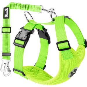 Lukovee Dog Seat Belt for Car, Adjustable Dog Car Harness for Large Medium Small Dogs, Soft Padded & Breathable Mesh Dog Seatbelt with Car Strap and Carabiner(Lime Green Double Clip,Small) (B8- Lime Green (Double Clip 2 in 1))