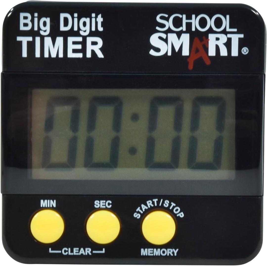 School Smart Up Count Down Digital Timer - 086452, Gray, 1 lb