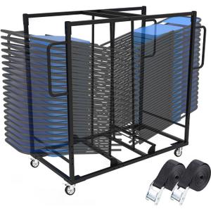Folding Chair Cart, Folding Chair Dolly With Angle Stacking And 500LBS Capacity For 32 Folding Chair Sturdy Construction Chair Storage Cart With 4Inch Rubber Wheels Easy To Move And Space Optimization (Large)