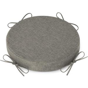 AddGrace Round Bar Stool Cushions with Ties Set of 1 Non Slip Seat Cushions 12x12 Inch Washable Chair Pads Removable Washable Cover Light Gray