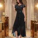 BeryLove Formal Dresses for Women 2026 Wedding Guest with Slit Cocktail Elegant Lace Long Prom Dress, XXL