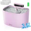 Cat Water Fountain, 122oz/3.6L Pumpless Wireless Cat Fountain, Cordless Water Fountains for Cats Indoor, Battery Operated Dog Pet Water Fountain with Stainless Steel Tray (Pink, Fountain+2 Fliters)