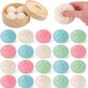 24 Pcs Dumpling Stress Balls Bulk 2.4 Inch Dumpling Fidget Toy Dough Stress Relief Bun Squeeze Toy with Storage Bag for Birthday Party Favors School Carnival Reward Gift