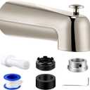Dreyoo 7 Inch Tub Spout (Universal Fits 1/2" Copper Pipe, 1/2" IPS and 3/4" IPS), Bathroom Bathtub Faucet with Adapters and Hex Wrench(Brushed Nickel,With Diverter)