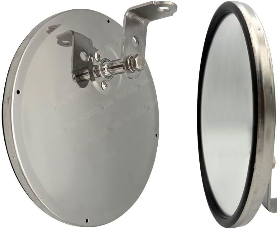8 Inch Convex Mirror Round Blind Spot Stainless Steel For Truck bus Atv RV Utv "L" Adjustable Bracket