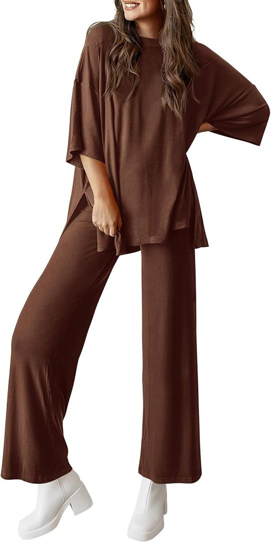 PRETTYGARDEN Two Piece Sets for Women Summer Fashion Lounge Matching Set 2026 Spring Travel Vacation Airport Outfits Clothing (Light Coffee, X-Large)