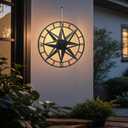 MUMTOP Metal Compass Wall Decor, 22 Inch Nautical Wall Sculpture with Solar Lights, Hanging Art for Farmhouse Indoor or Outdoor Sign