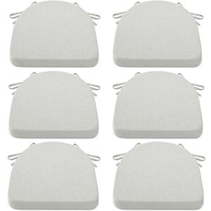 Shinnwa Kitchen Chair Cushions Set of 6, Non-Slip Dining Chair Cushions with Ties and Machine Washable Cover, 6 Pack, 17 x 16.5 x 2in, Off White