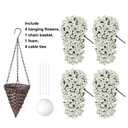 MJFloria Artificial Fake Flowers Plants Hanging Baskets for Outdoor Outside Decor, Faux Silk Hanging White Morning Glory Trailing Vines UV Resistant for Porch Patio Home Decoration