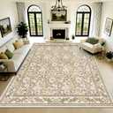8x10 Area Rugs for Living Room, Floral Vintage Washable Large Soft Non-Slip Low Pile Carpet Indoor Floor Stain Resistant for Bedroom Dining Room, Beige/Multi