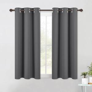 NICETOWN Bedroom Curtains Blackout Drapery Panels, Three Pass Microfiber Thermal Insulated Solid Ring Top Blackout Window Curtains/Drapes (Two Panels, 42 x 54 Inch, Gray)