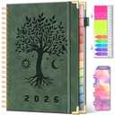 2026 Planner Weekly and Monthly Hardcover Leather Planner with Tabs 53 Weeks Schedule 8.5" x 11" Planners with Stickers for Women Yearly Agenda with Inner Pocket, Green