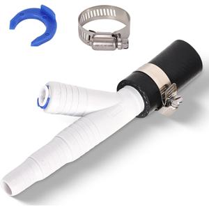 Compatible with WP164020 Dishwasher Drain Hose Adapter Air Gap Kit  Reverse Osmosis Systems, 3/8" Quick Connect & 7/8" Barbed Coupler, Stainless Steel Hose Clamps