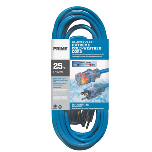 25ft 16/3 SJTW -50°C Glacier Flex Extreme Cold Weather Extension Cord