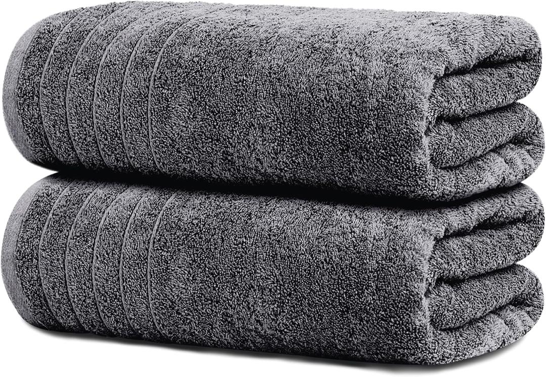 Tens Towels Pack of 2 Extra Large Bath Sheets 35 x 70 Inches, 100% Cotton, Larger & Lighter Weight, Quicker to Dry, Super Soft & Absorbent, Oversized Bath Towels, Dark Grey