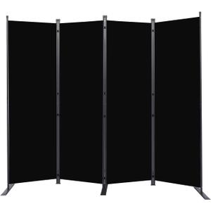 Room Divider 6FT Portable Room Dividers and Folding Privacy Screens, 88'' W Fabric Divider for Room Separation, 4 Panel Partition Room Dividers Freestanding Wall Divider Screen for Dorm Studio Office (Black)