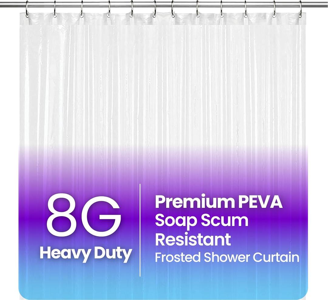 LiBa Waterproof Plastic Shower Curtain - Bathroom Shower Curtain Premium PEVA Non-Toxic with Rust Proof Grommets Frosted 8G Heavy Duty Bathroom Accessories 72x84 - Frosted