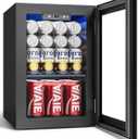 Feelfunn 24 Cans Beverage Refrigerator Cooler - Mini Fridge with Digital Temperature Control, Soda Wine Beer Drink Fridge - Small Refrigerator for Office Home Bedroom Dorm Bar, Black 0.6