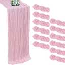 12 Pack Pink Cheesecloth Table Runner 10FT Boho Cheese Cloths Gauze Fabric Table Runners 120 Inch Rustic Sheer for Spring Wedding Birthday Party Baby Shower Holiday Home