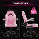 Sweetcrispy Computer Gaming Desk Chair - Ergonomic Lumbar Support Executive with PU Leather and Flip-up Armrest, Height Adjustable with 360 Swivel Wheels, Pink White, for Home and Office