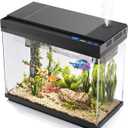 Fish Tank, 2.4 Gallon Fish Aquarium, Fish Tank Starter kit with Smart Humidifier, Temperature Display, 7-Color Lighting, 3 in 1 Quiet Pump with Filteration & Oxygenation & Circulation (Black)