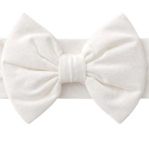 Baby Girl Headbands-Infant Toddler Cotton Handmade Hairbands with Big Bows Child Hair Accessories (Soft White, 3-36 Month) (1 Count (Pack of 1))