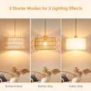 Qingmiao Boho Plug in Pendant Light, Rattan Hanging Lamp Plug in with Woven Shade, 3-Way Dimmable Hanging Light Fixture for Living Room Bedroom Kitchen Ceiling Home Decor