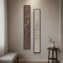 Long Narrow Framed Neutral Abstract Vertical Wall Art Set, 2 Piece Modern Canvas Prints Paintings Artwork for Walls, Beige and Brown Minimalist Pictures for Hallway Entryway Living Room Bedroom Decor, 8" W X 56" H