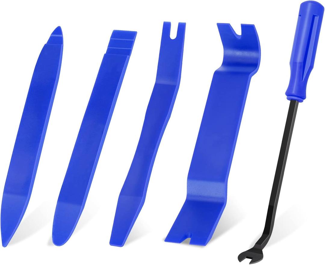 GLK Auto Trim Removal Tool Set, 5pcs Plastic Pry Tool Kit, Auto Trim Tool, Prying Tool, Car Door Panel Clip Revmoal Tool, Fasteners Remover (Blue)